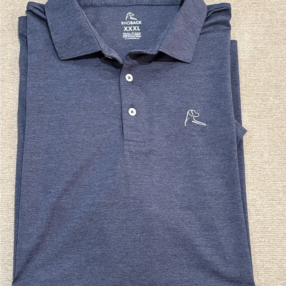 Rhoback Men's Heather Navy Polo with Subtle Logo